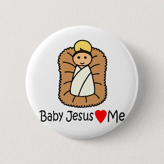 Baby Jesus Heart (Loves) mij Ronde Button 5,7 Cm