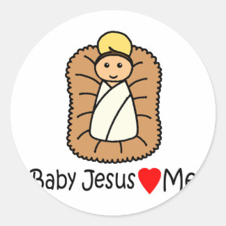 Baby Jesus Heart (Loves) mij Ronde Sticker