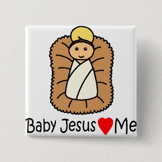 Baby Jesus Heart (Loves) mij Vierkante Button 5,1 Cm