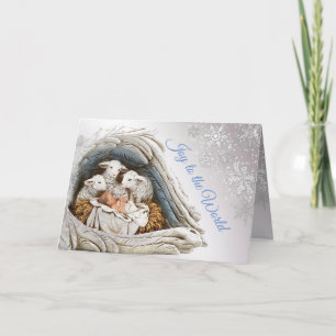 Baby Jesus in de Manager Religieuze Kerst Kaart