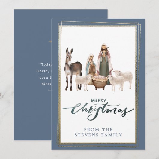Baby Jesus in de Manger Geboorte Foto Kerstmis Kaart (Voorkant / Achterkant)