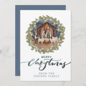 Baby Jesus in de Manger Geboorte Foto Kerstmis Kaart (Voorkant / Achterkant)