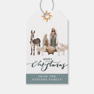 Baby Jesus in de Manger Geboorte Gift Labels Cadeaulabel