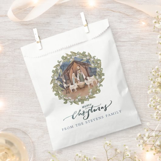 Baby Jesus in de Manger Nativity Favor Bag Bedankzakje (Geknipt)