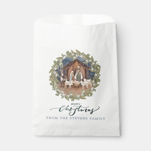 Baby Jesus in de Manger Nativity Favor Bag Bedankzakje (Voorkant)