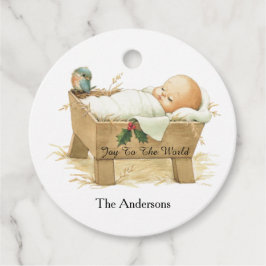 Baby Jesus in Manger Favor Tag Bedankjes Labels