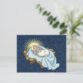 baby jesus in manger feestdagenkaart (Staand voorkant)