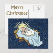 baby jesus in manger feestdagenkaart (Voorkant / Achterkant)