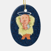Baby Jesus in Manger Keramisch Ornament (Achterkant)