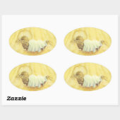 Baby Jesus in Manger Kerstmisskers Ovale Sticker (Vel)