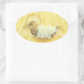 Baby Jesus in Manger Kerstmisskers Ovale Sticker (Tas)
