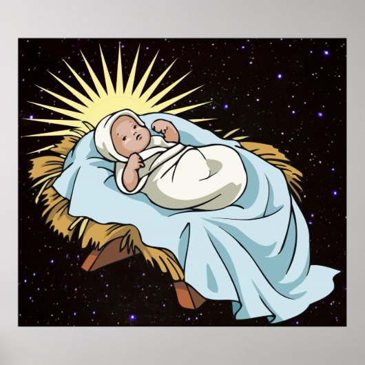 baby jesus in manger poster (Voorkant)