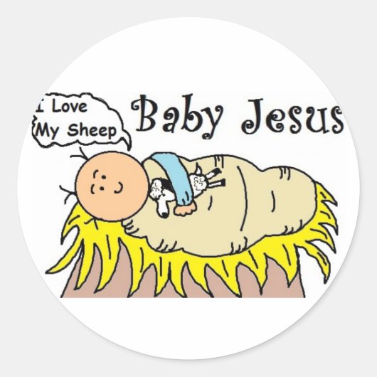 Baby Jesus in Manger Sticker (Voorkant)