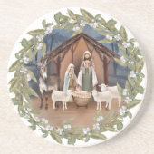 Baby Jesus in the Manger Nativity  Zandsteen Onderzetter (Voorkant)