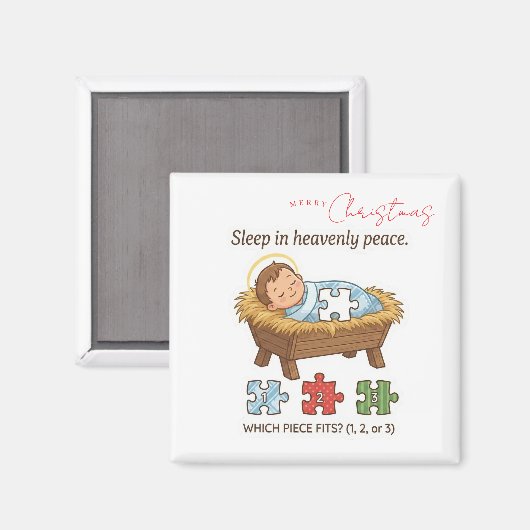 Baby Jesus Jigsaw Puzzle Pattern Game Magnet (Voorkant / Achterkant)