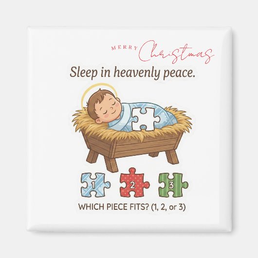 Baby Jesus Jigsaw Puzzle Pattern Game Magnet (Voorkant)