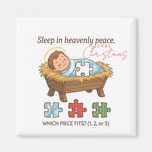 Baby Jesus Jigsaw Puzzle Pattern Game Magnet (Voorkant)