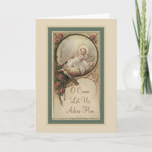 Baby Jesus Kerst Rozen  Kaart (Voorkant)