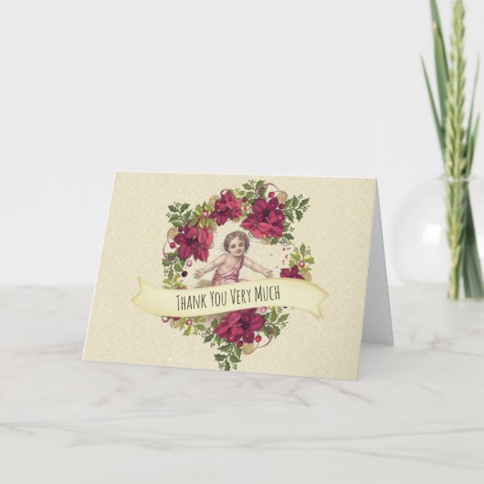 Baby Jesus Kerstmis Pointsettia Wreath Bedankkaart (Voorkant)