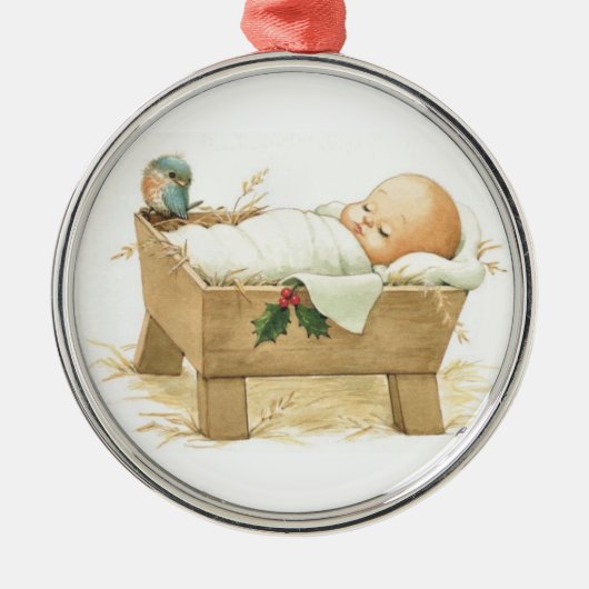 Baby Jesus Kerstversiering Metalen Ornament (Voorkant)