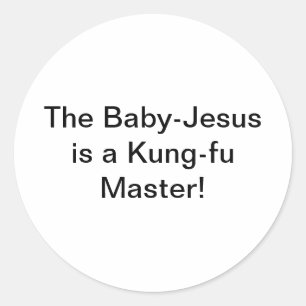 Baby-Jesus Kung-fu Hankamer Artjunkhaus Stripkunst Ronde Sticker