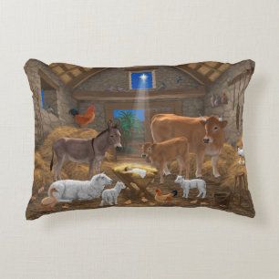 Baby Jesus Manger Heilige Kerstnacht Accent Kussen