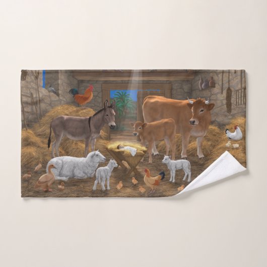 Baby Jesus Manger Heilige Kerstnacht Bad Handdoek (Handdoek)