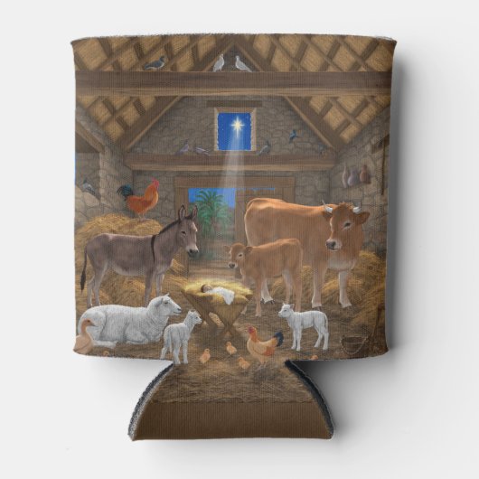 Baby Jesus Manger Heilige Kerstnacht Blikjeskoeler (Voorkant)