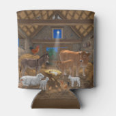 Baby Jesus Manger Heilige Kerstnacht Blikjeskoeler (Achterkant)