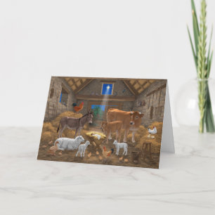 Baby Jesus Manger Heilige Kerstnacht Feestdagen Kaart