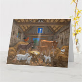 Baby Jesus Manger Heilige Kerstnacht Kaart (Gele Bloem)