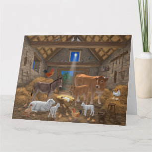 Baby Jesus Manger Heilige Kerstnacht Kaart