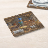 Baby Jesus Manger Heilige Kerstnacht Kartonnen Onderzetters (Schuin)