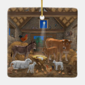 Baby Jesus Manger Heilige Kerstnacht Keramisch Ornament (Achterkant)