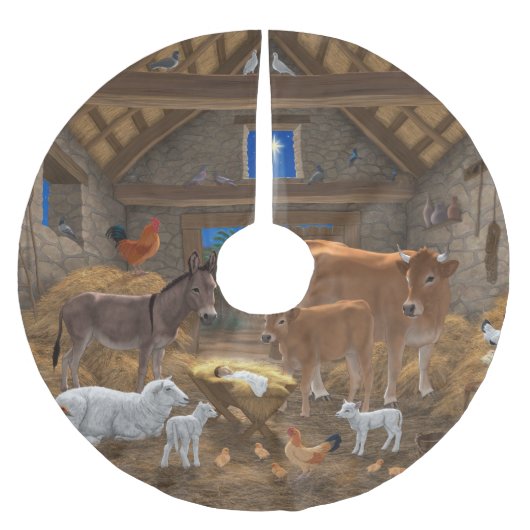 Baby Jesus Manger Heilige Kerstnacht Kerstboom Rok (Voorkant)