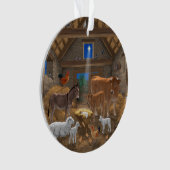 Baby Jesus Manger Heilige Kerstnacht Ornament (voorkant)