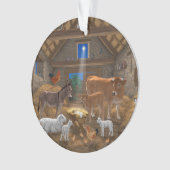 Baby Jesus Manger Heilige Kerstnacht Ornament (voorkant)