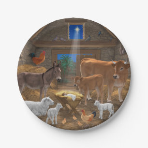 Baby Jesus Manger Heilige Kerstnacht Papieren Bordje