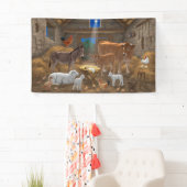 Baby Jesus Manger Heilige Kerstnacht Spandoek (Insitu)