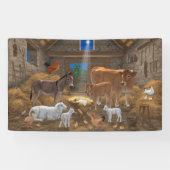 Baby Jesus Manger Heilige Kerstnacht Spandoek (Horizontaal)