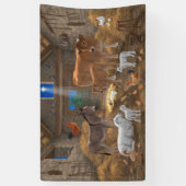 Baby Jesus Manger Heilige Kerstnacht Spandoek (Verticaal)