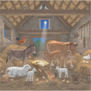 Baby Jesus Manger Heilige Kerstnacht Sticker