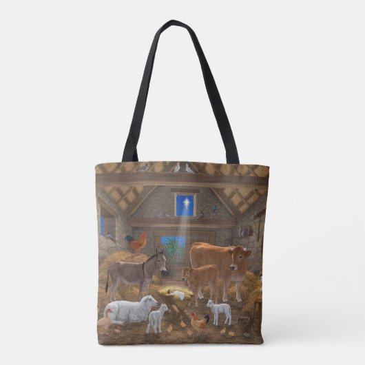 Baby Jesus Manger Heilige Kerstnacht Tote Bag (Achterkant)