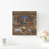 Baby Jesus Manger Heilige Kerstnacht Vierkante Klok (Huis)