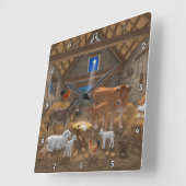 Baby Jesus Manger Heilige Kerstnacht Vierkante Klok (Hoek)