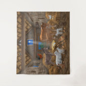 Baby Jesus Manger Heilige Kerstnacht Wandkleed (Voorkant)