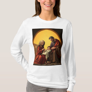 Baby Jesus Mary en Joseph Vrouwen Lange Mouw T-shi T-shirt