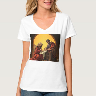 Baby Jesus Mary en Joseph Women's V-Neck T-shirt