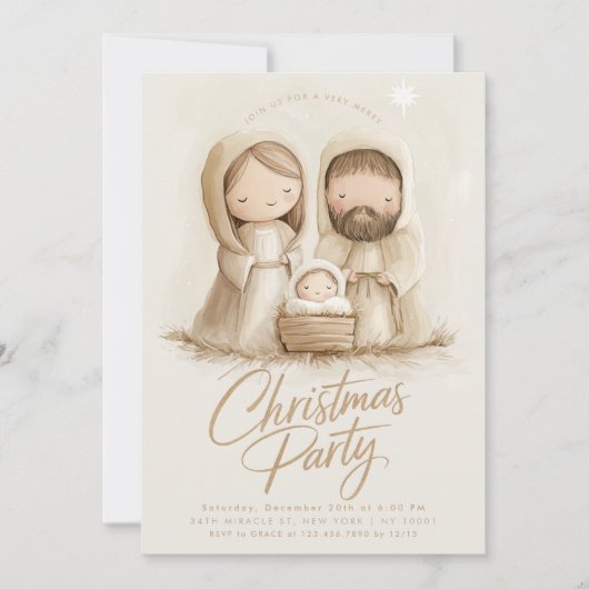 Baby Jesus Mary Joseph Kerst Kaart (Voorkant)