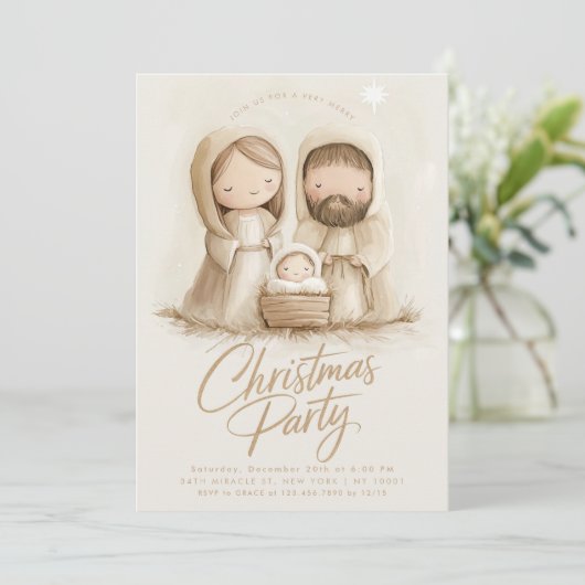 Baby Jesus Mary Joseph Kerst Kaart (Staand voorkant)